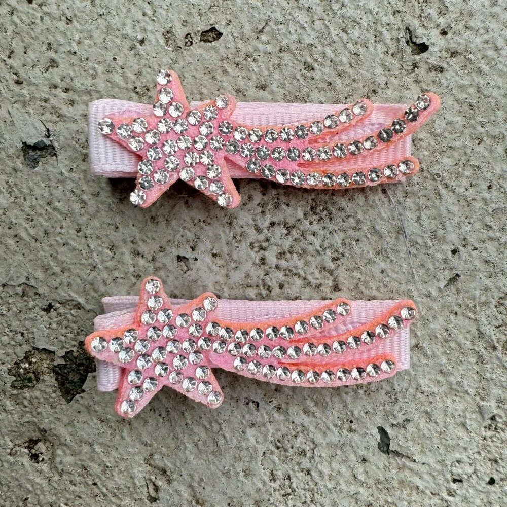 Pink Shooting Star Baby Hair Clips